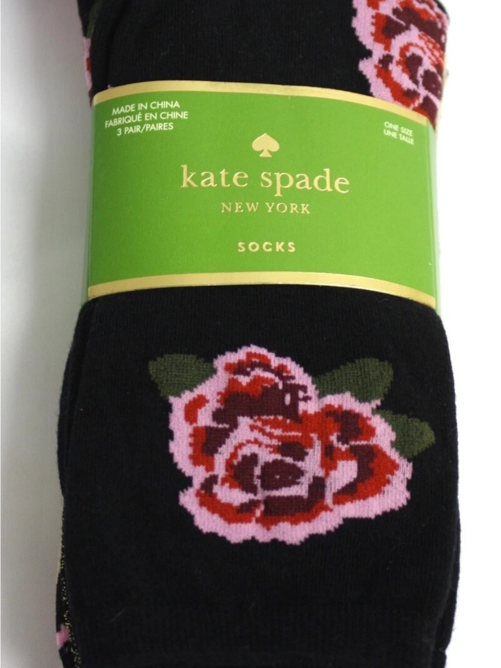 kate spade Black Floral, Leopard Print & Black Glittery Crew Socks-Pack of Three